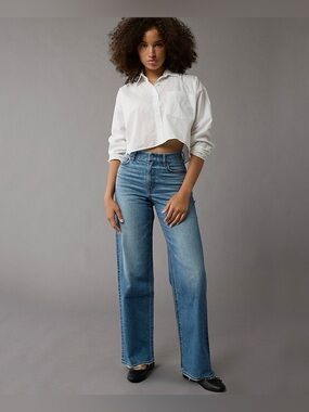 AE Strigid Curvy Super High Waisted Baggy Straight Jean Short